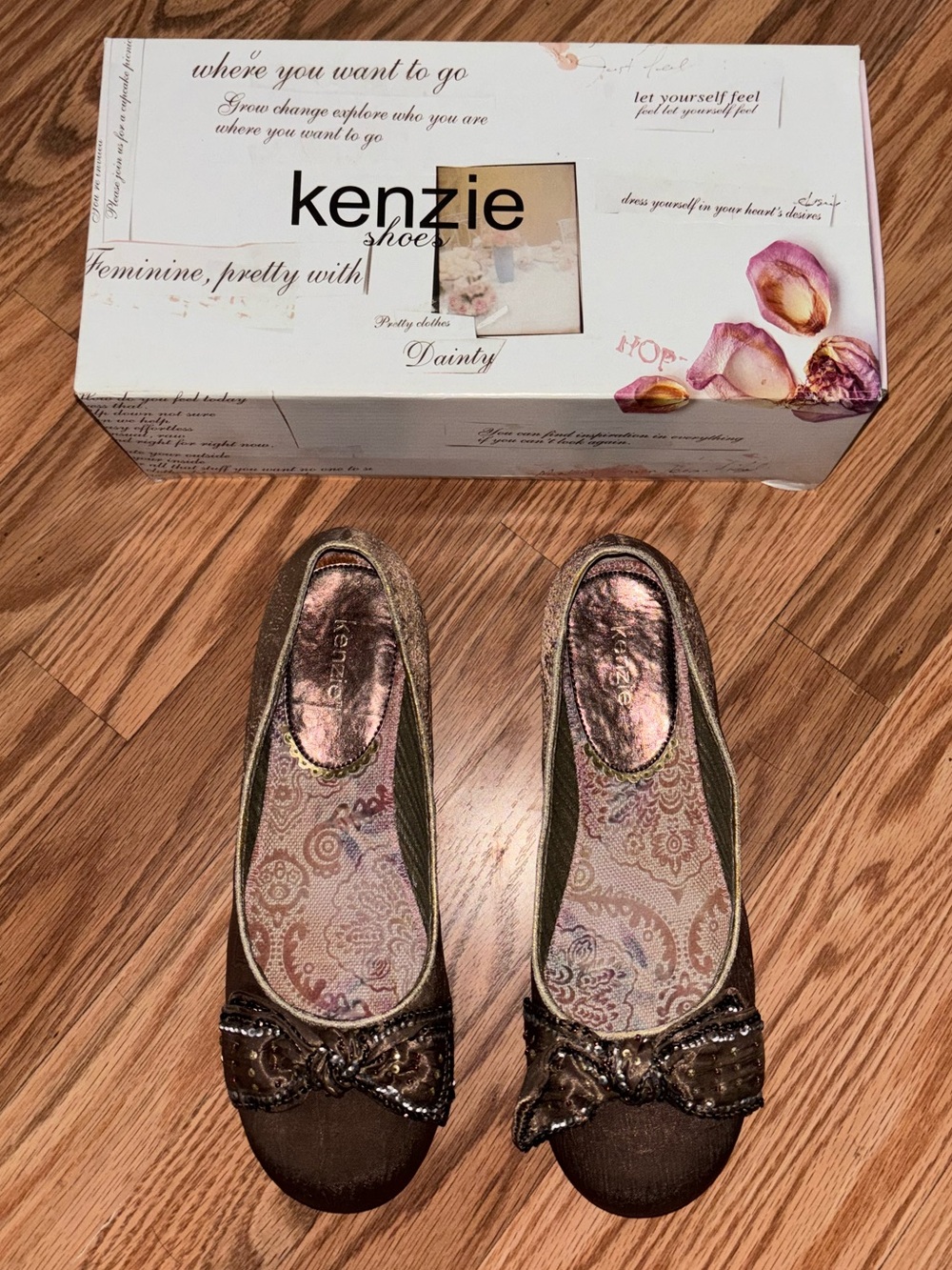 kenzie Brown Embellished Ballet Flats
